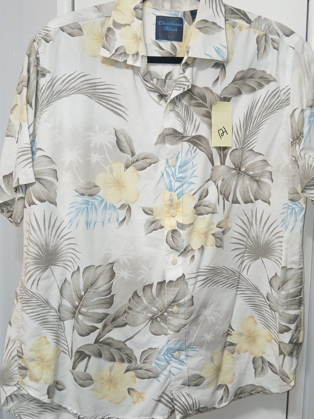 Caribbean White Tropical Floral Short-Sleeve Button-Down Shirt